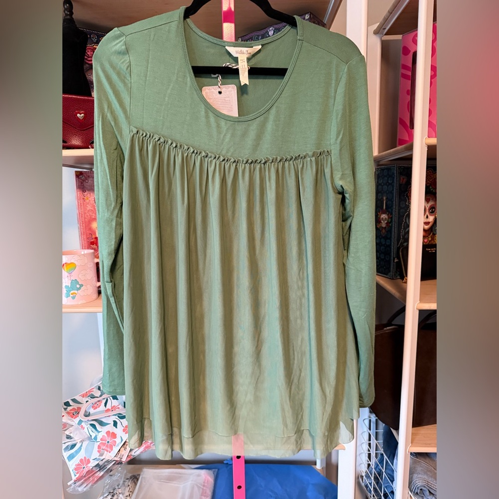 Matilda James Olive Green Gathered Blouse